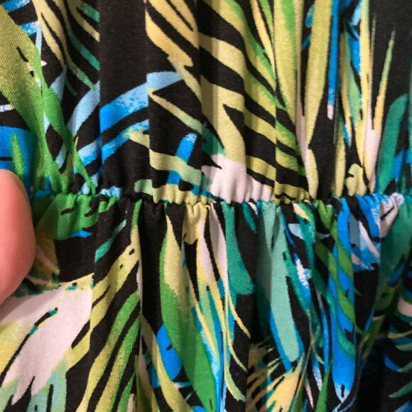 BLUE DRESS W/GREEN LEAVES - Picture 3 of 6